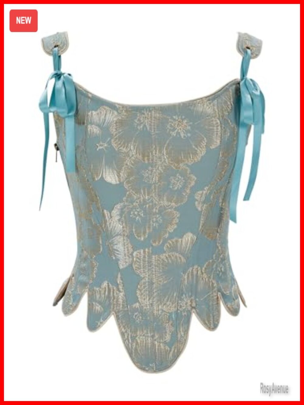 Renaissance Corset Top Medieval Floral Embroidered Overbust Boned Bustier